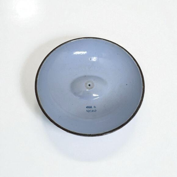 Vintage DRU Holland Blue Tulip Enamel Cast Iron #12 Round Baker Dutch Oven 70s - Picture 5 of 5